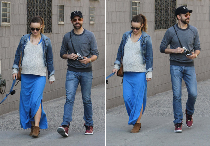 Olivia Wilde passeia com o noivo, Jason Sudeikis, em Nova York