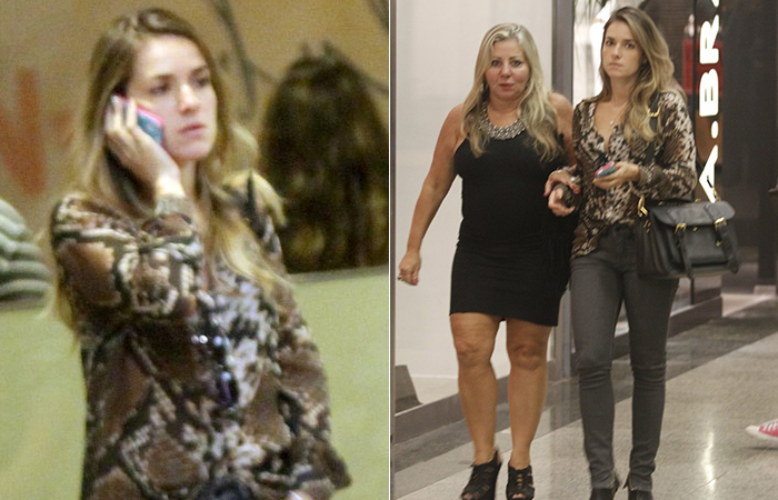 Monique Alfradique passeia com a mãe em shopping da Barra da Tijuca, no Rio