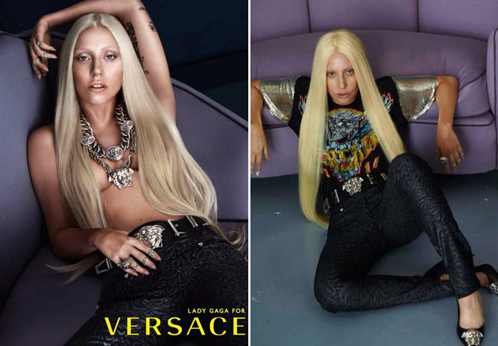 Gaga com e sem Photoshop