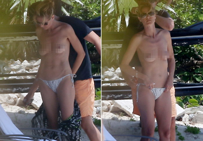 Heidi Klum faz topless em praia do México