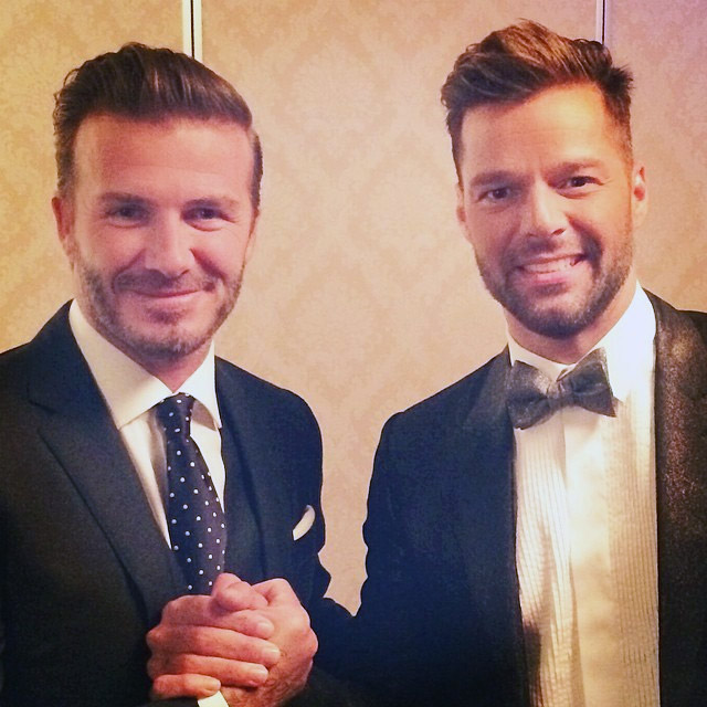David Beckham e Ricky Martin se encontram em premiação na China