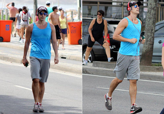 Reynaldo Gianecchini corre pela orla de Ipanema