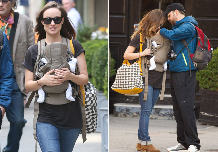 Olivia Wilde passeia com o filho recém-nascido, Otis, em Nova York