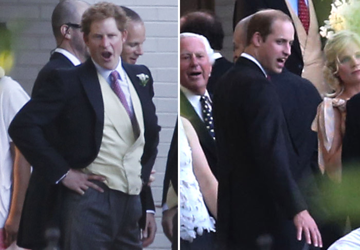 Príncipes Williams e Harry prestigiam o casamento de um colega