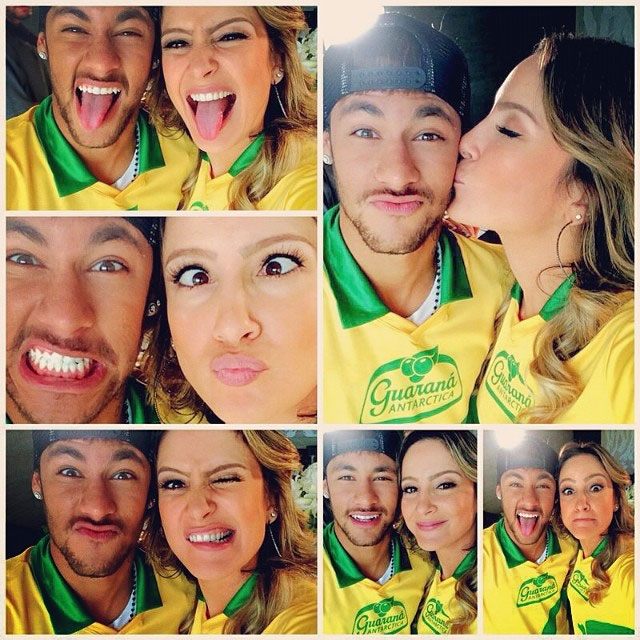 Claudia Leitte e Neymar clicam campanha juntos em clima de Copa do Mundo