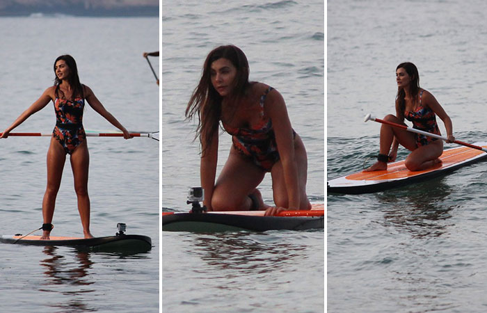  Letícia Wiermann é flagrada praticando stand up paddle no Rio de Janeiro
