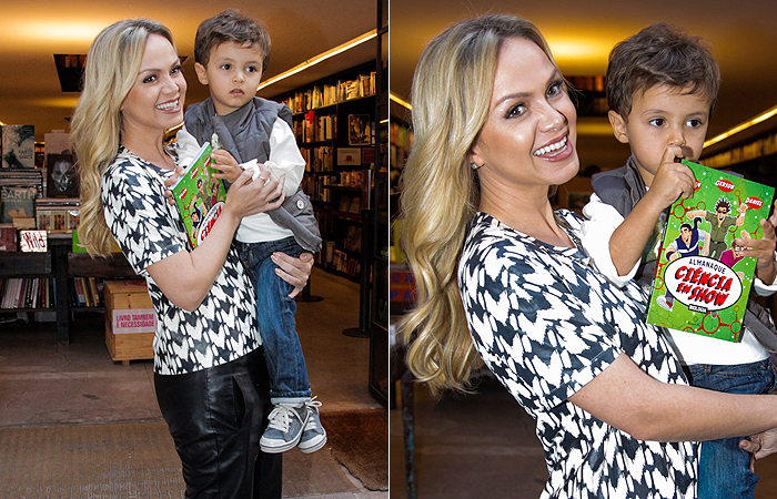 Eliana marca presença com o filho em lançamento de livro em São Paulo