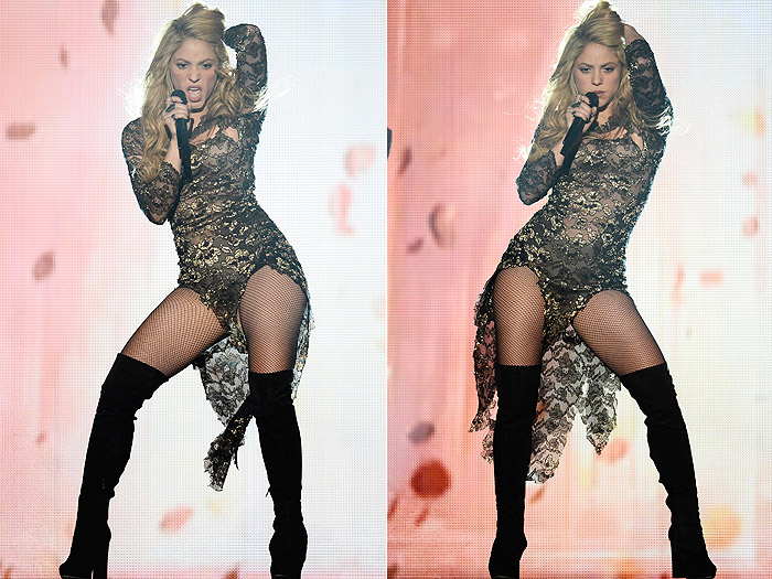 Shakira deixa pernas à mostra durante show no Billboard Awards