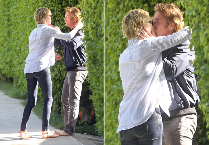 Charlize Theron e Sean Penn se despedem com beijo apaixonado em Los Angeles