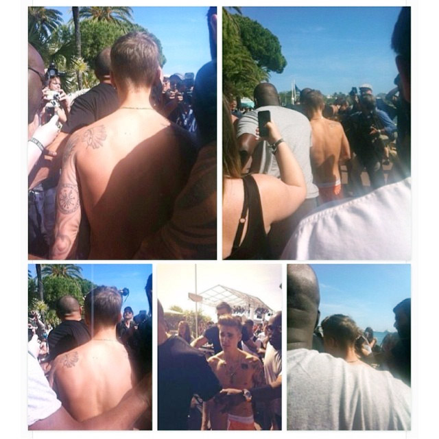 Justin Bieber passeia sem camisa pelas ruas de Cannes