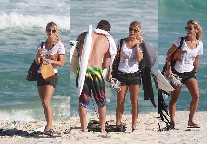Fernanda de Freitas curte tarde na praia com o namorado