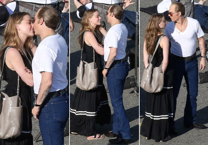Johnny Depp beija a noiva em set de filmagem em Massachusetts 
