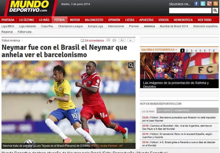 Jornal espanhol destaca Neymar: “Ele é outro quando põe a camisa do Brasil”