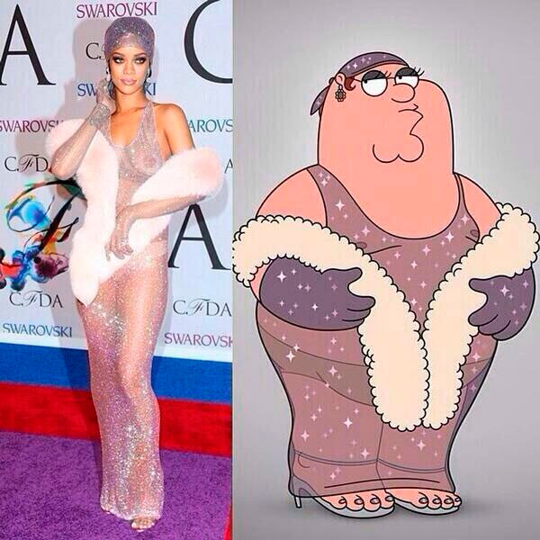 Rihanna posta foto a comparando com personagem de desenho animado