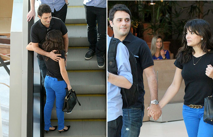  Vanessa Giácomo troca carinhos com o namorado, Giuseppe Dioguardi, durante passeio em shopping carioca