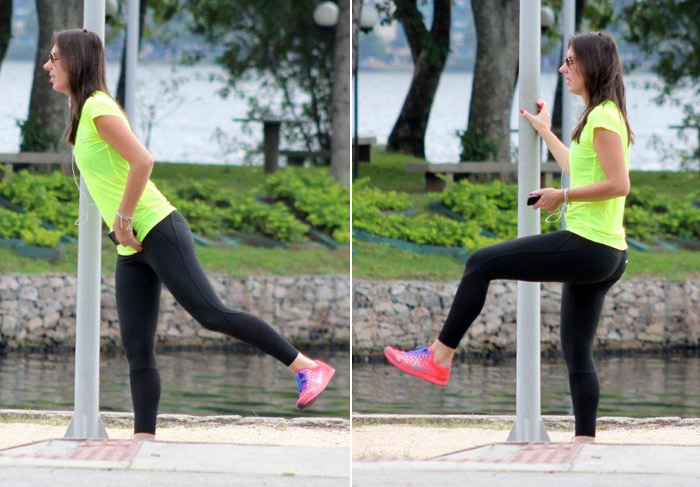 Glenda Kozlowski se exercita em dia nublado no Rio