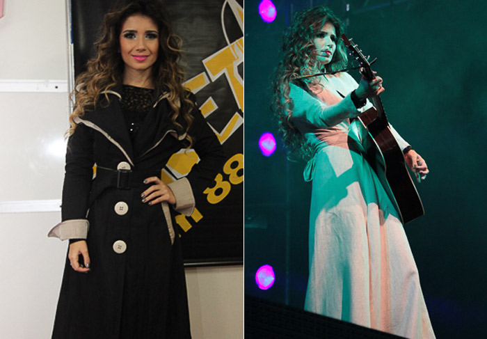 Paula Fernandes sobe ao palco de pijama, pantufa e abraçada a um ursinho