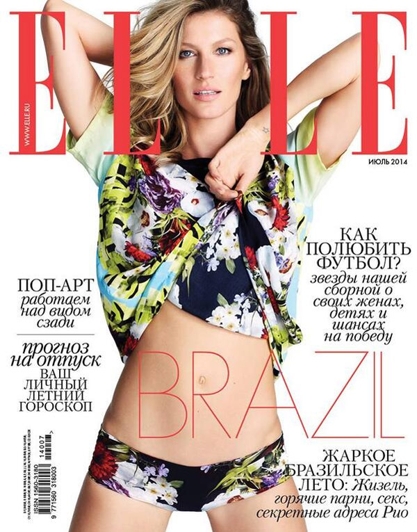 Gisele Bündchen aparece linda com a bandeira do Brasil na Elle Russa