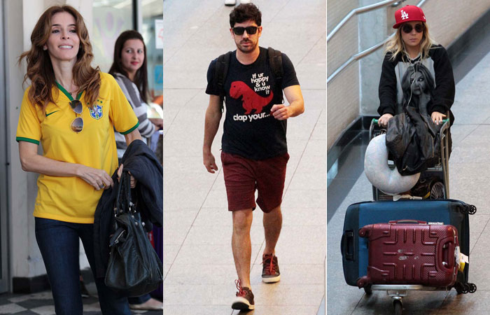 Marcelo Adnet, Débora Evelyn e outros famosos chegam a São Paulo para a Copa