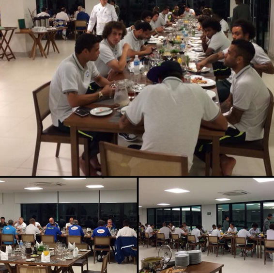 De volta ao Rio de Janeiro, jogadores da Seleção ganham pizza na madrugada