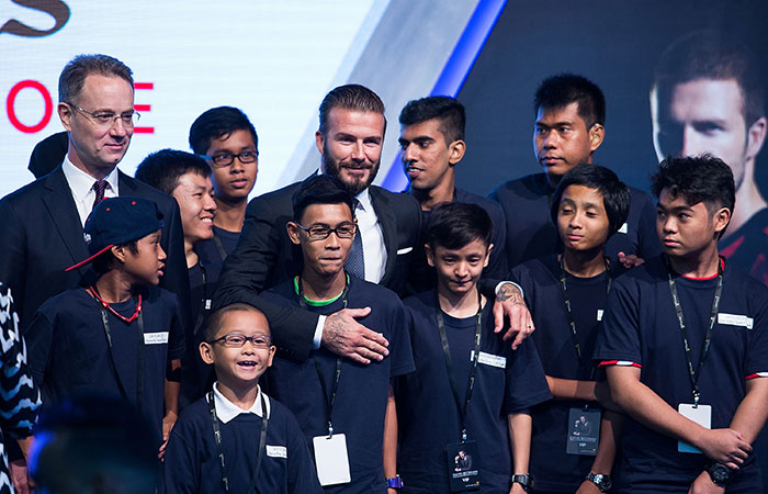 David Beckham participa de evento beneficente em Singapura, na China