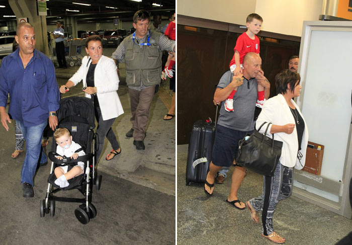 Mulher e filhos de Wayne Rooney, craque da Inglaterra, desembarcam no Rio de Janeiro