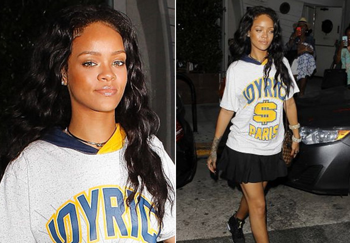 Rihanna esbanja estilo ao deixar restaurante italiano 