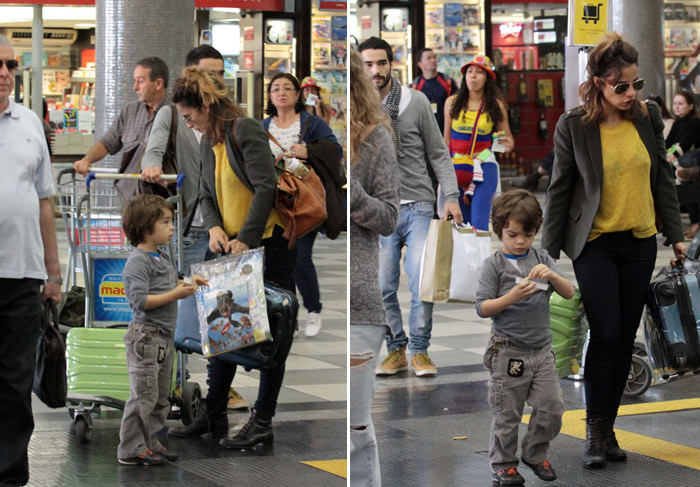 Caio Blat e Maria Ribeiro viajam com o filho