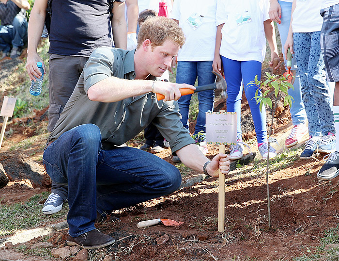 Príncipe Harry visita projeto social no litoral de São Paulo