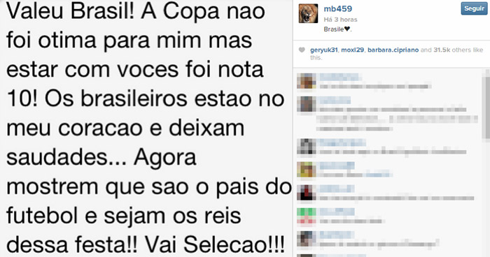 Com Itália eliminada, Mario Balotelli revela torcida pelo Brasil: “Vai, Seleção!”