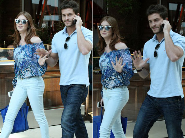 Marina Ruy Barbosa encontra com Klebber Toledo para almoçar em shopping carioca