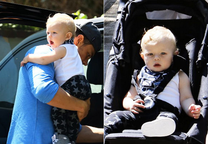 Fergie e Josh Duhamel levam o pequeno Axl para festa de aniversário