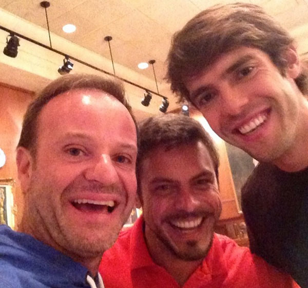 Kaká, Luigi Baricelli e Rubens Barrichello jantam juntos 