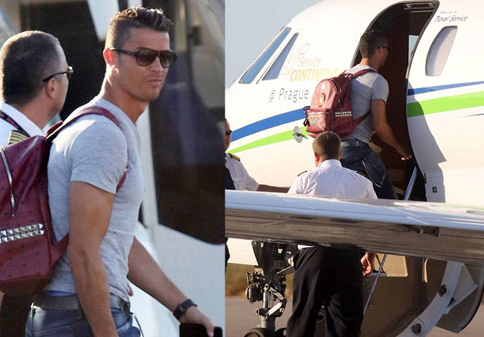 Cristiano Ronaldo embarca em jatinho particular e se despede de Mykonos, na Grécia