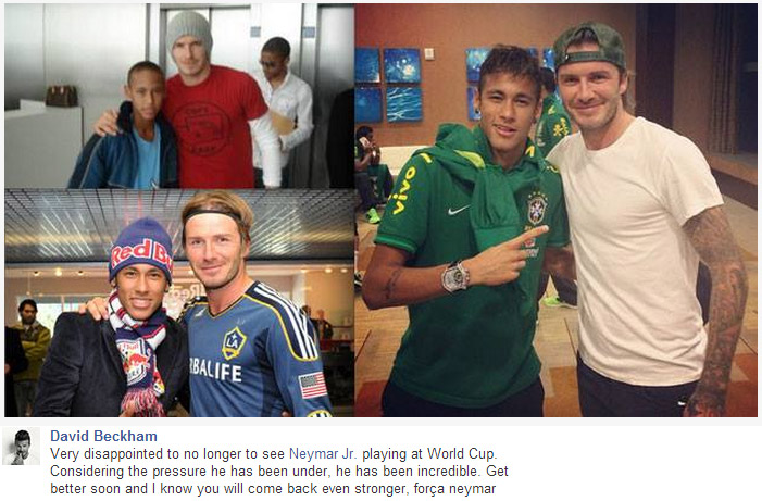 David Beckham lamenta lesão de Neymar e manda recado ao jogador