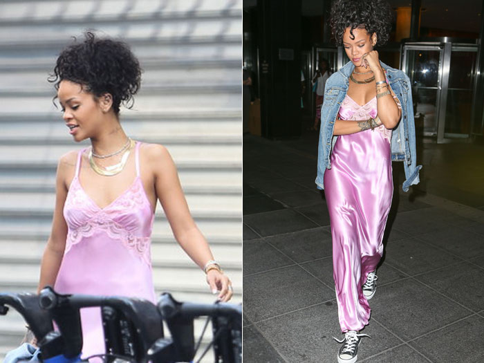 Rihanna passeia de camisola rosa por Nova York