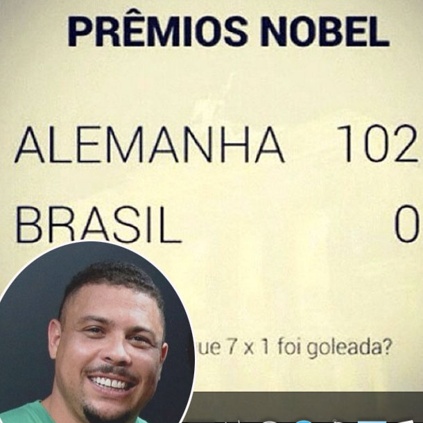 Ronaldo Fenômeno minimiza goleada e mostra números de Prêmios Nobel da Alemanha