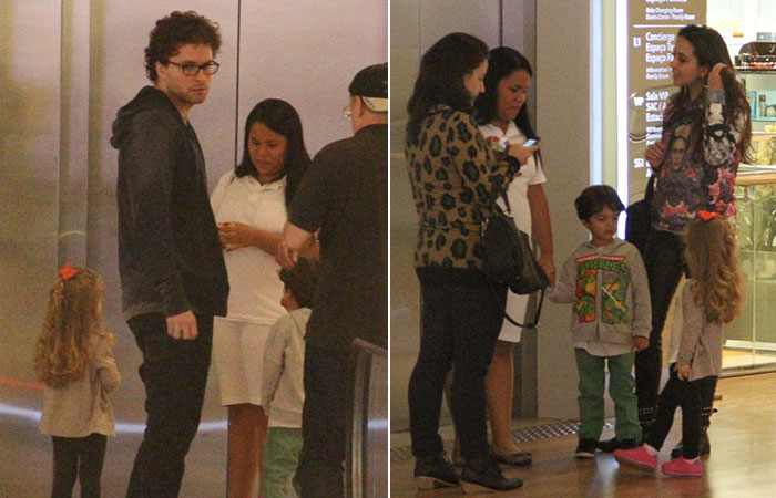 Thiago Fragoso passeia com a família em shopping do Rio de Janeiro 