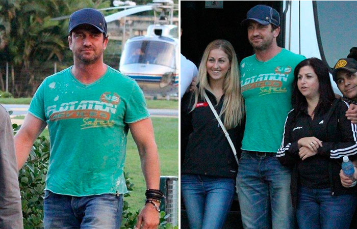 Gerard Butler passeia de helicóptero pelo Rio de Janeiro