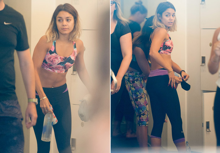 Vanessa Hudgens chama a atenção pela boa forma em aula de ginástica