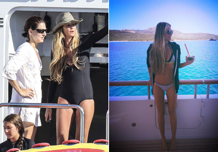 De topless, Elle MacPherson mostra demais em iate na Riviera Francesa