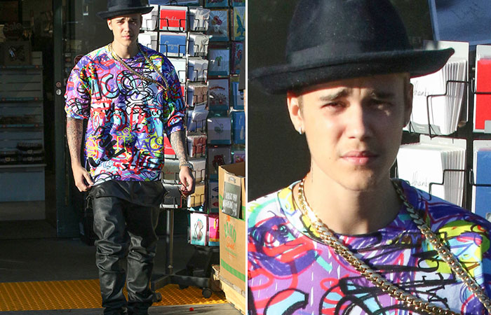 Justin Bieber faz compras com visual ‘excêntrico’