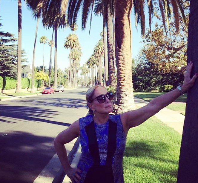 Susana Vieira faz pose diante de palmeira em Beverly Hills