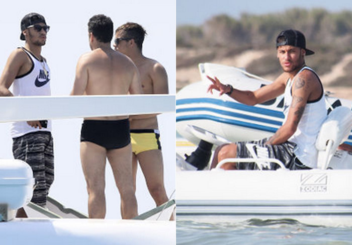 Neymar curte praia de Ibiza na companhia de amigos