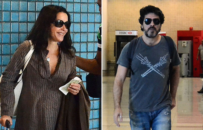  Junno Andrade e Lucélia Santos atendem a fãs em aeroporto