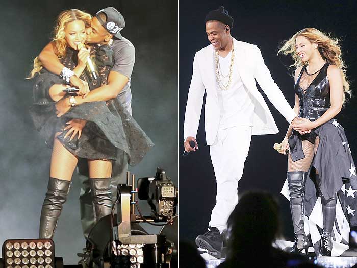Após rumores de separação, Beyoncé e Jay-Z esbanjam carinho em show