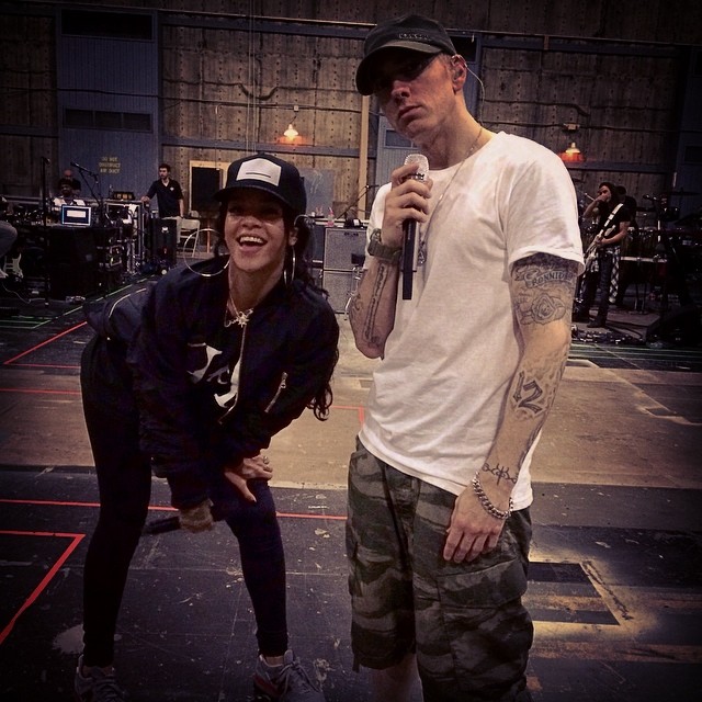 Rihanna e Eminem ensaiam antes de começarem turnê juntos