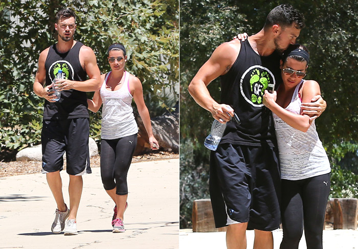 Lea Michele se exercita junto com o namorado em Los Angeles