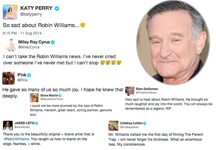 Amigos lamentam a morte de Robin Williams