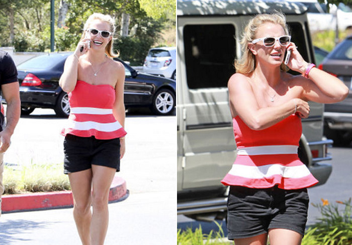 De shortinho, Britney Spears passeia sorridente por Los Angeles